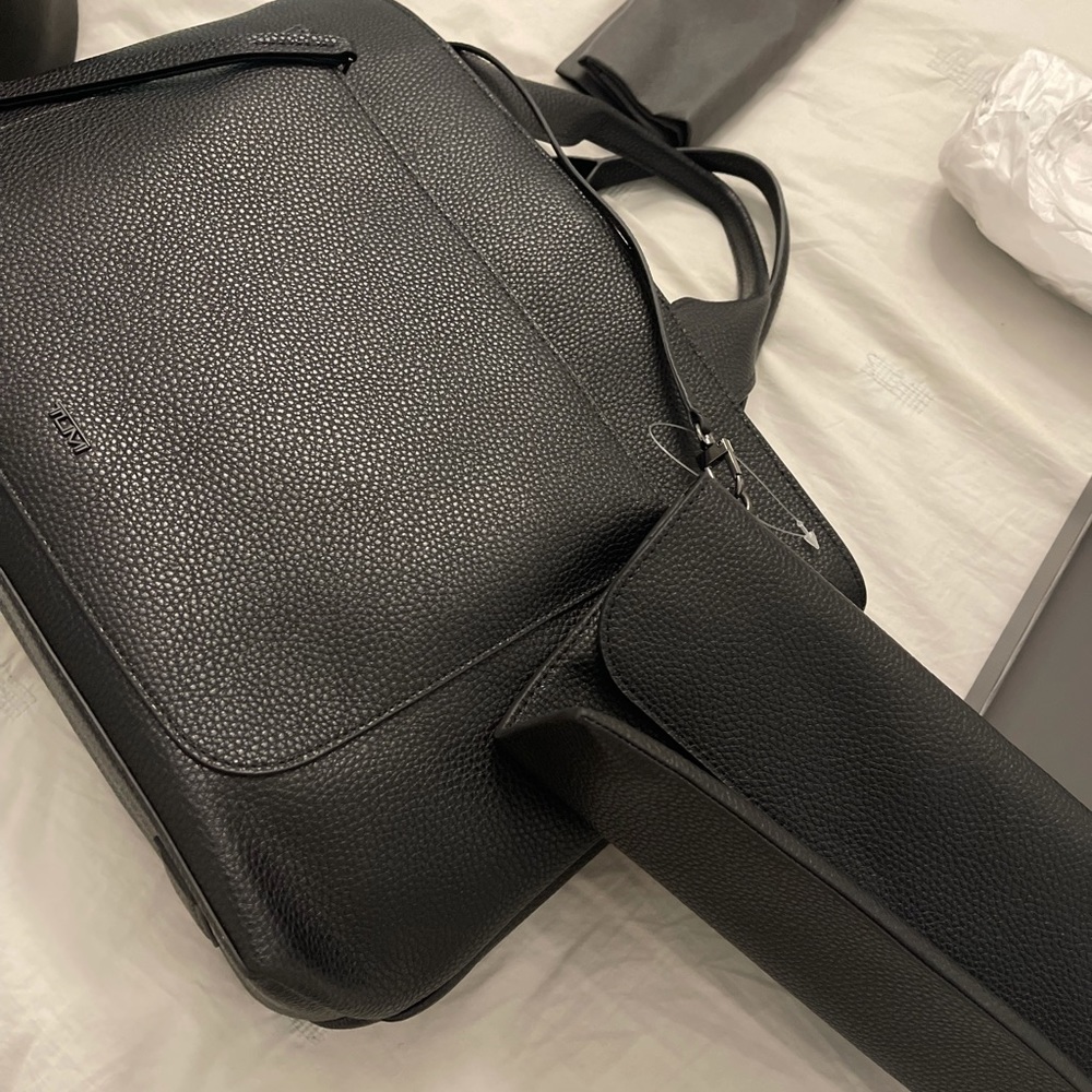 Tumi Black Textured Leather Tote Bag